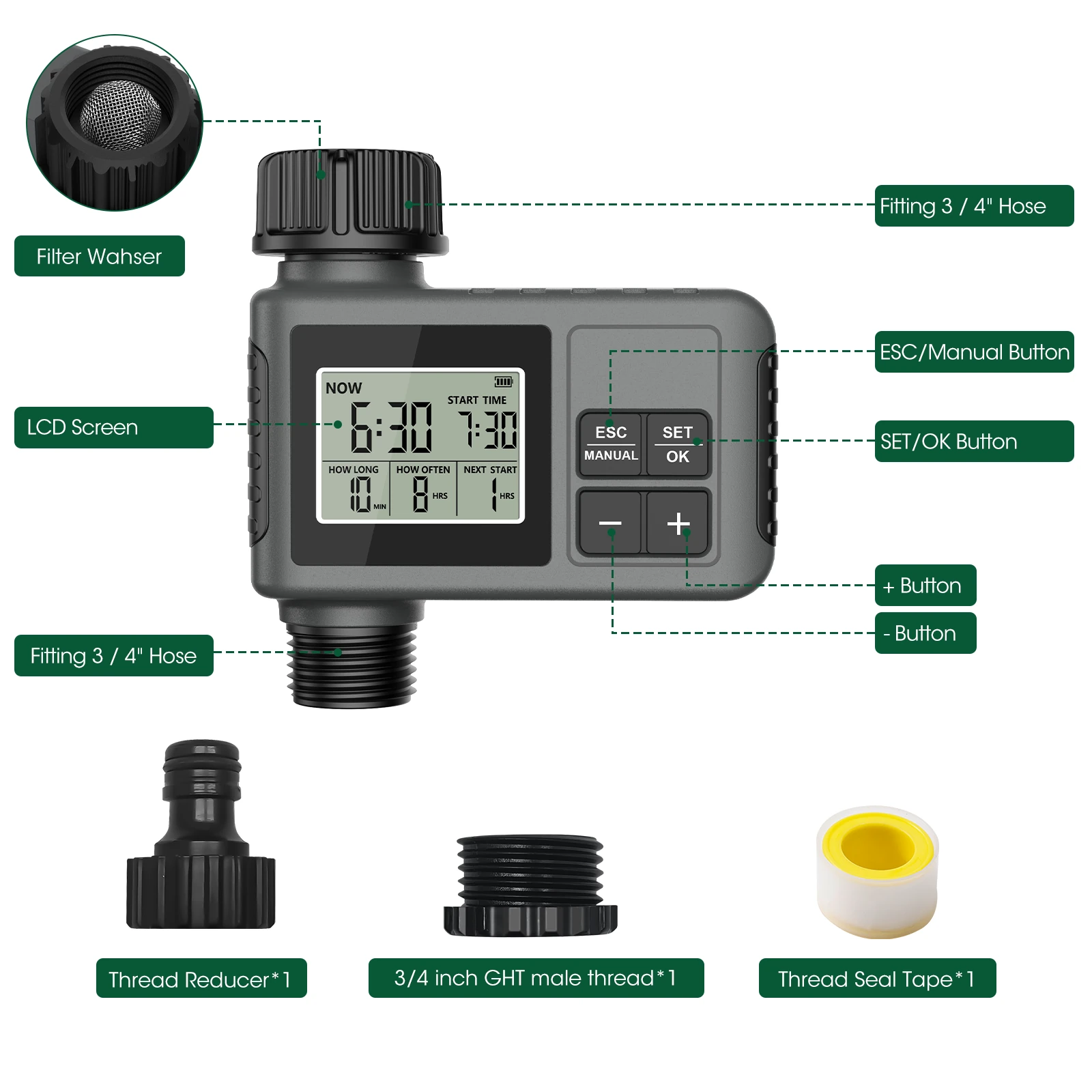 SGW01 Smart Irrigation Timer - Automatic Garden Watering Controller - IP55 Waterproof - Image 2