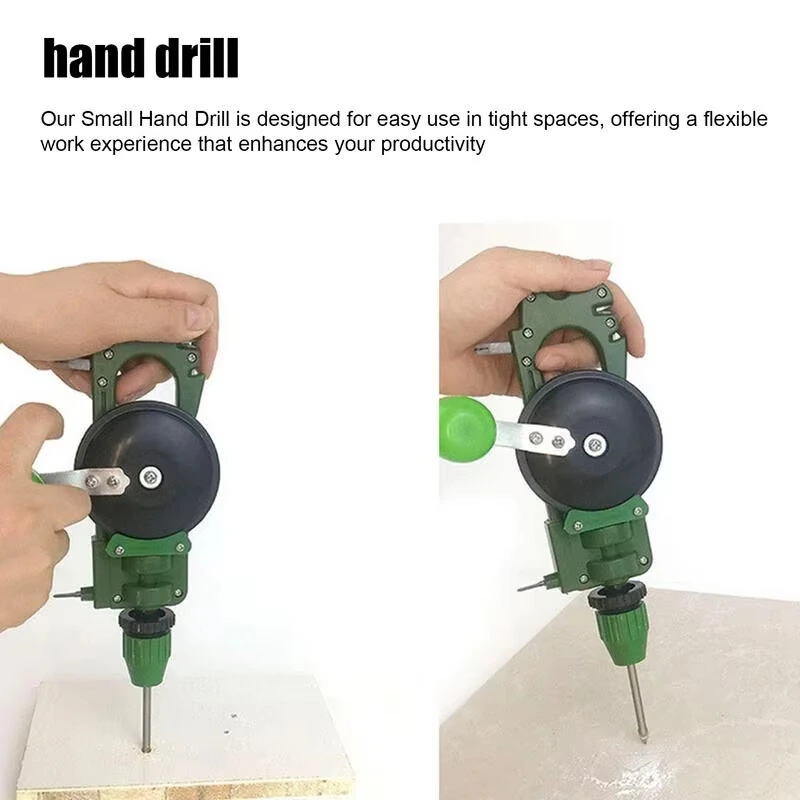 Manual Hand Crank Drill & Hole Punch Tool - Multi-Purpose for Wood & Glass - Lightweight Portable Metal ABS - Image 3