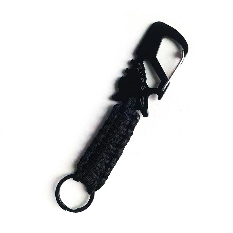 Stainless Steel Paracord Keychain | Quick Release Carabiner with Bottle Opener & Fire Starter - Survival Gear - Image 2