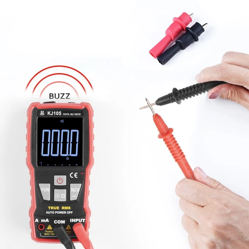 KJ105 Digital Multimeter - 6000 Counts AC DC Voltage Tester with Test Leads - Image 2