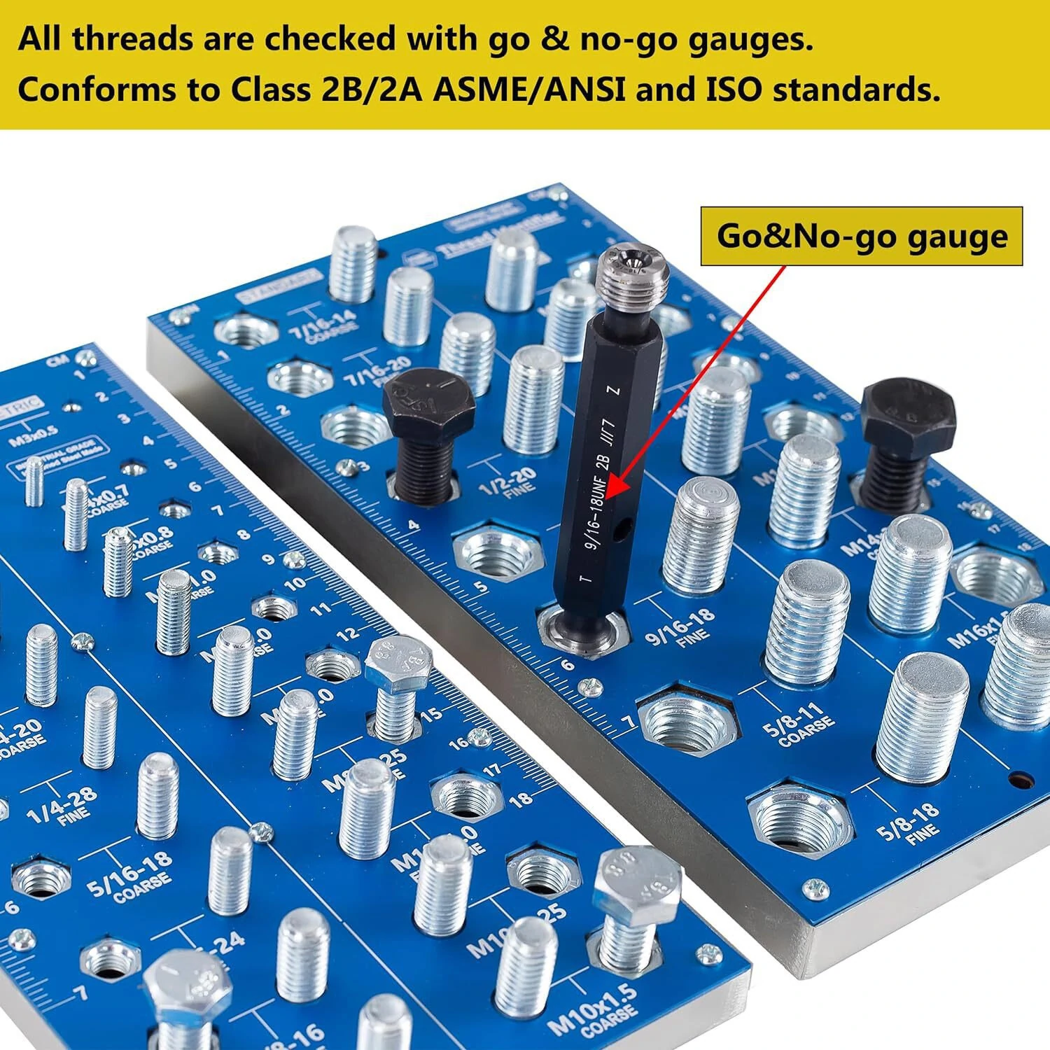 38 2-in-1 Nut & Bolt Thread Checker Gauge | Standard & Metric Sizes with Ruler - Image 3