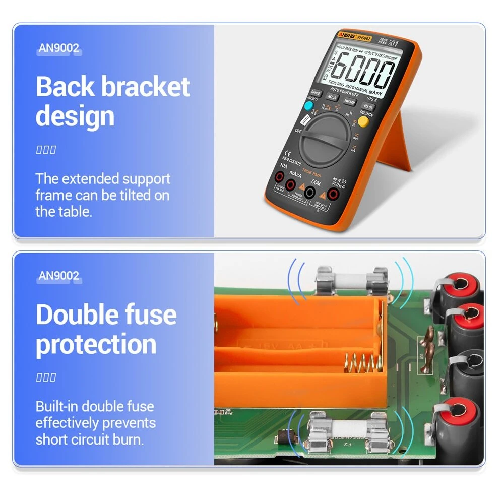 ANENG AN9002 Digital Multimeter - 6000 Count True RMS | Bluetooth & Auto-Ranging - Image 4