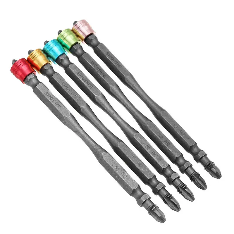 Broppe 5pcs 110mm PH2 Screwdriver Bits - Magnetic 1/4 Inch Hex Shank - Image 2