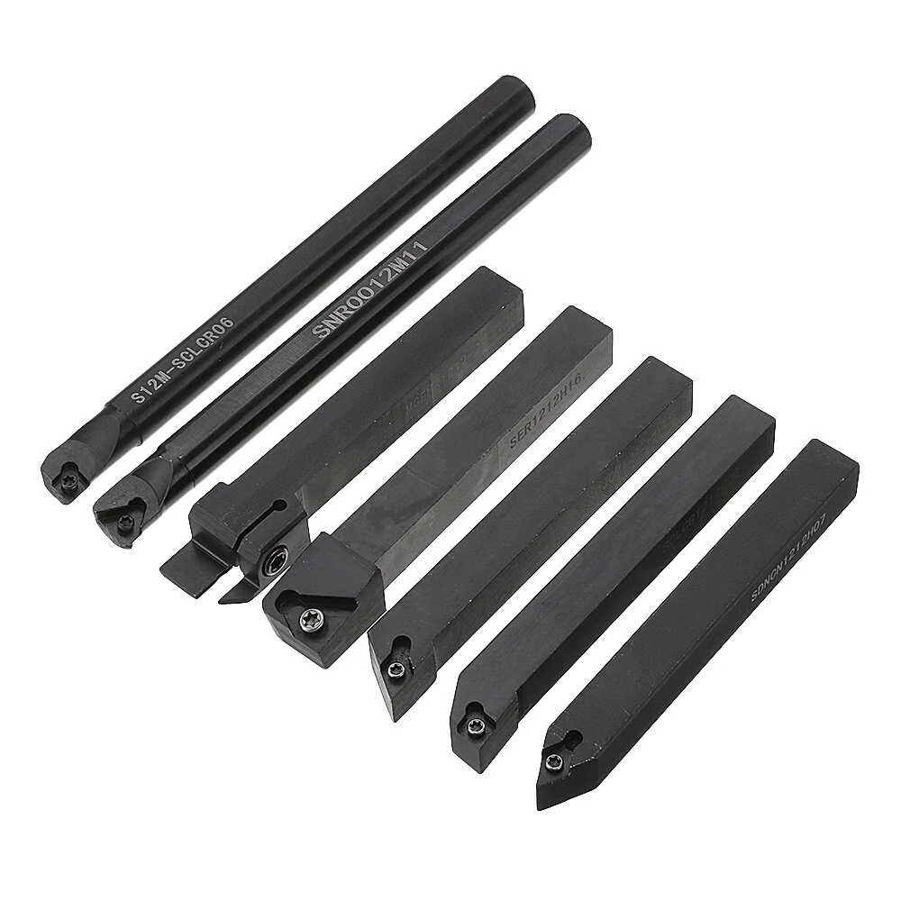 Machifit 7pcs Lathe Boring Bar Set - 12mm Shank Turning Tool Holder with Carbide Inserts - Image 2
