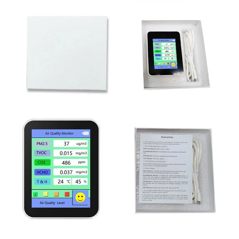Air Quality Monitor 6-in-1 - PM2.5 CO2 HCHO TVOC Temp Humidity Tester - Image 3