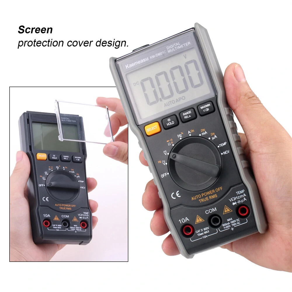 Kaemeasu KM-DM01C Portable Digital Multimeter | Auto-Ranging, Measures AC/DC Voltage, Current, Resistance, Capacitance & Temperature - Image 3