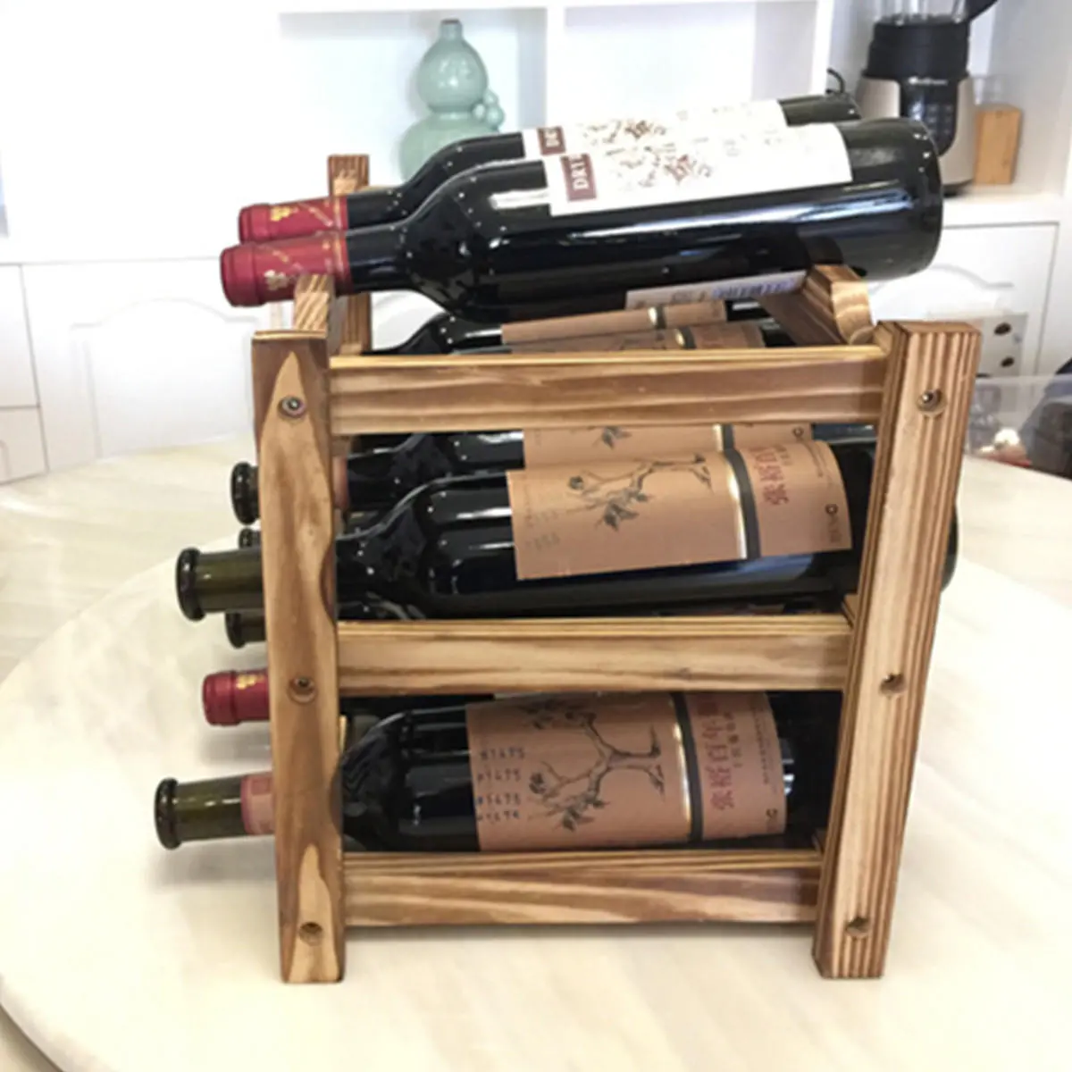 Wooden Wine Rack - 12 Bottle Storage Shelf for Home Bar Cabinet Decor - Image 5