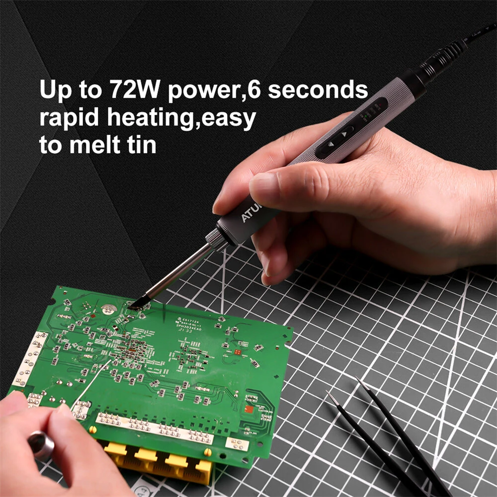 AtuMan EI2 Portable Soldering Iron - 72W Fast Heating, 300-400°C, 40g Lightweight - Image 3