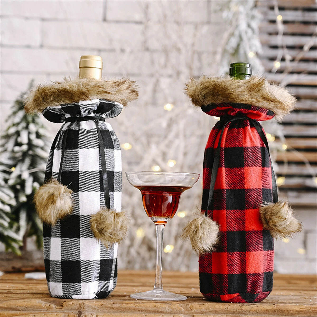 Christmas Wine Bottle Sweater - Santa Coat Design with Collar & Buttons | Xmas Party Decor Gift - Image 5