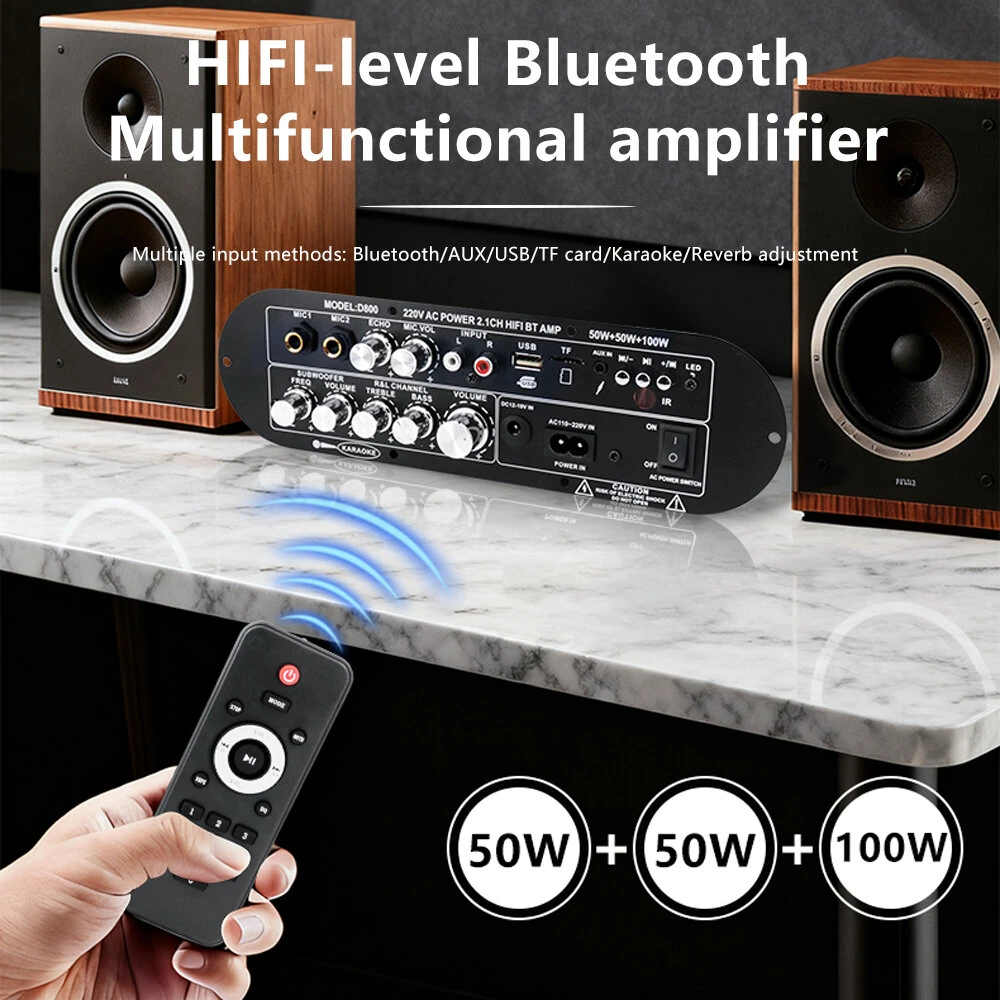 D900 2.1 Channel Bluetooth Amplifier Board - 50W Subwoofer 100W HiFi | AUX USB TF - Image 4