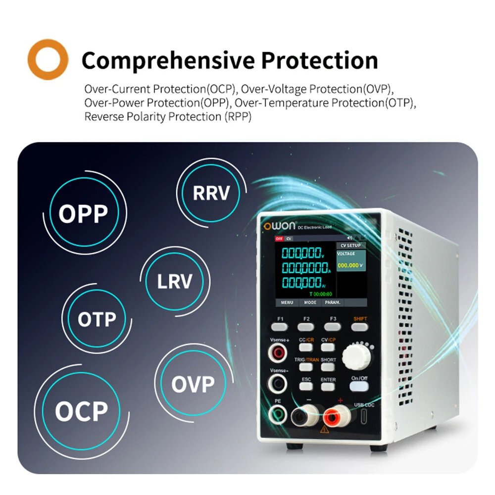 OWON Programmable DC Electronic Load 150W 300W | RS485 RS232 SCPI | 2.8-inch TFT LCD - Image 4