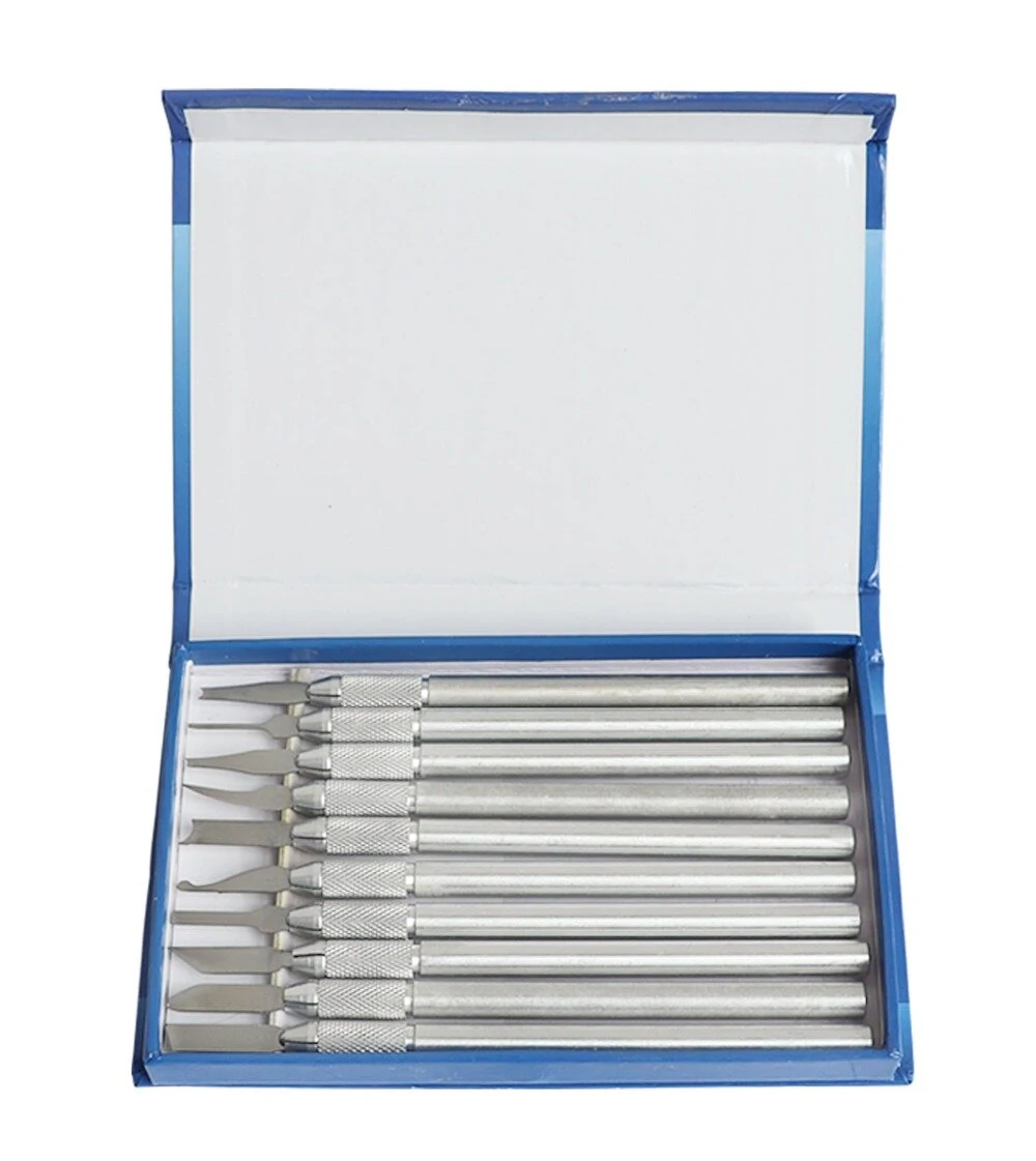 Dental Lab Wax Carving Tool Set - 10pcs Professional Stainless Steel Chisel Knife - Image 2