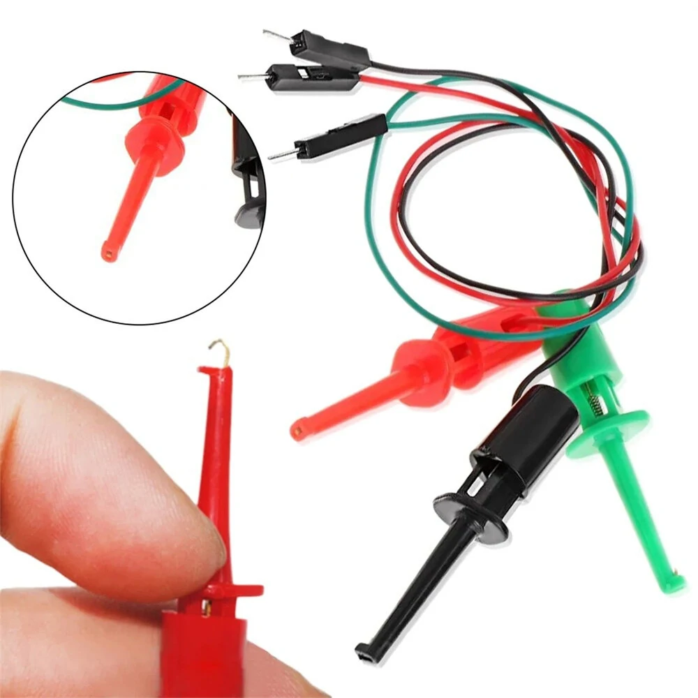 3PCS Hook Test Clip Probes with Male Dupont Cable | 20cm for Transistor & Electronics Repair - Image 2