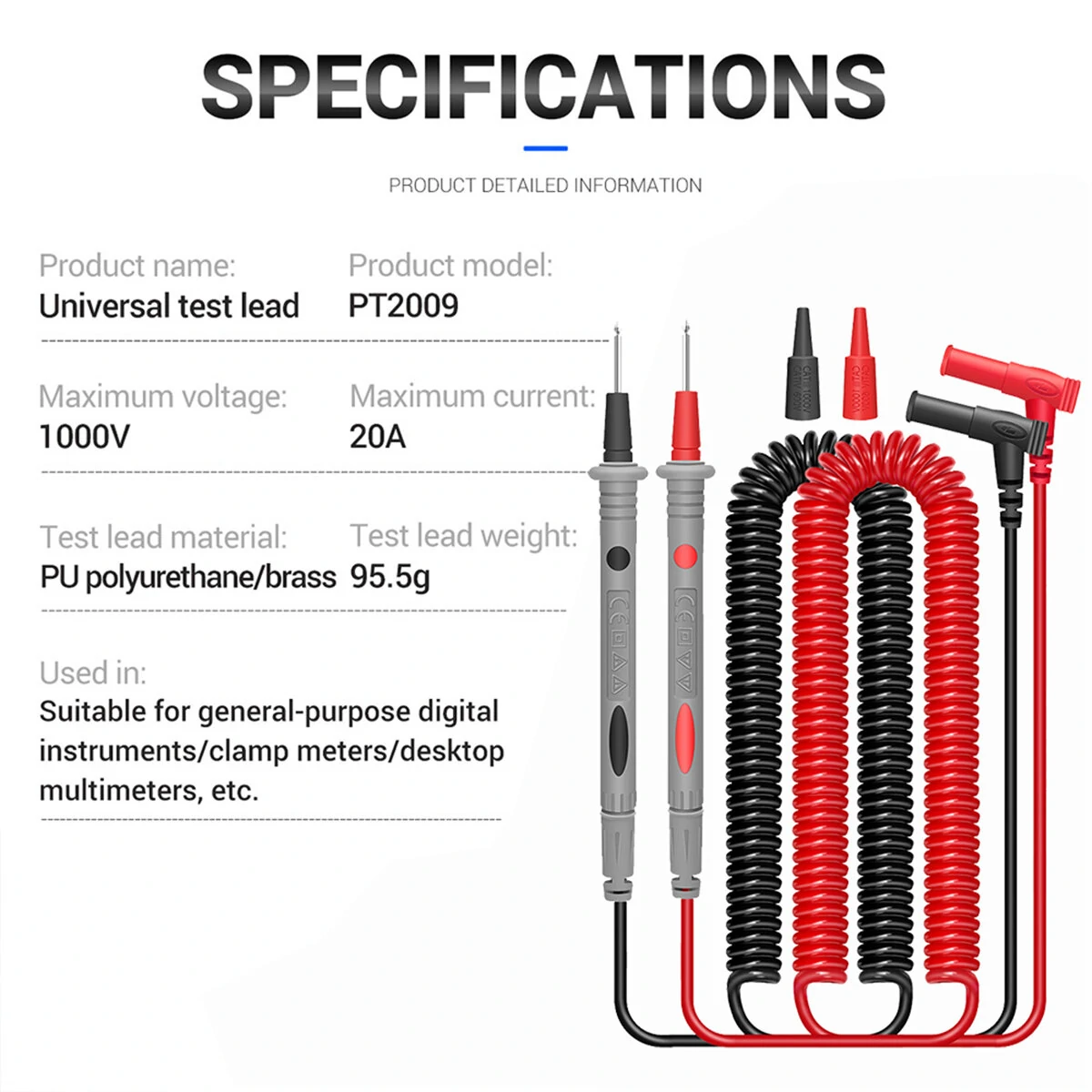 ANENG PT2009 Universal Multimeter Test Leads | 20A 1000V Probes for Digital & Clamp Meters - Image 5