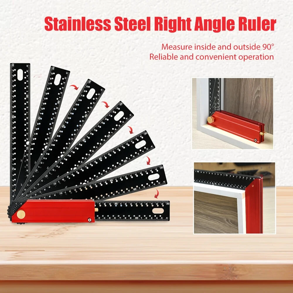 Onkel.J 300mm Aluminum Alloy Multi Angle Ruler - Foldable Carpenter Square & Layout Tool - Image 5