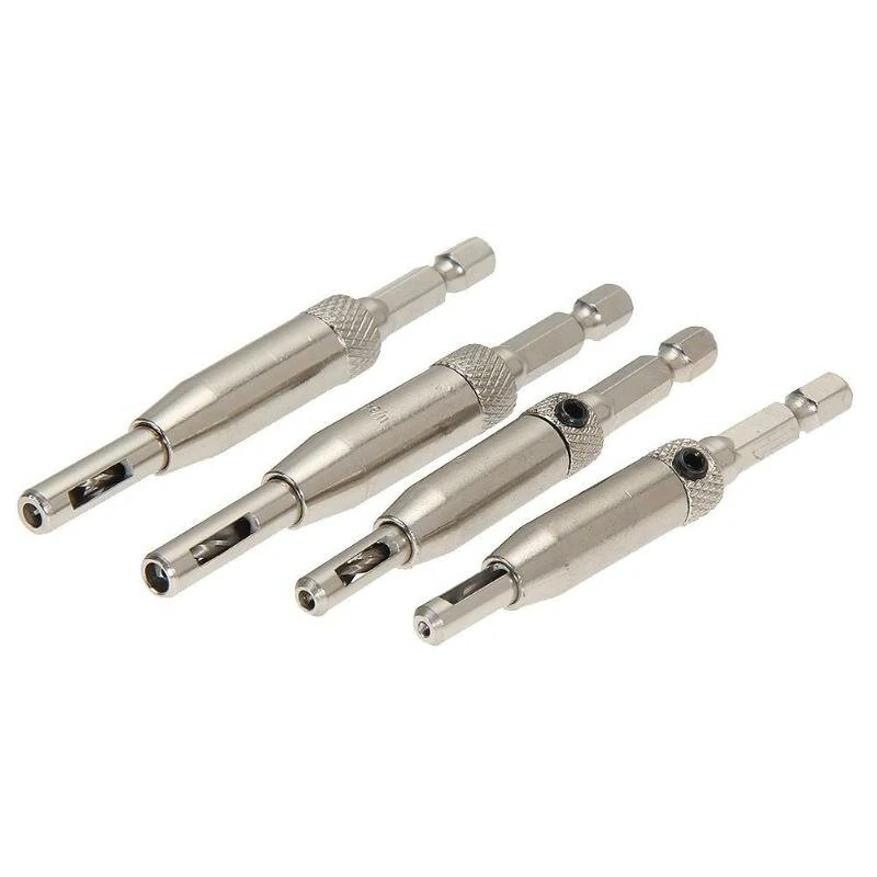 HSS Self Centering Hinge Drill Bit Set - 4Pcs for Hinges & Drawer Guides - Image 3