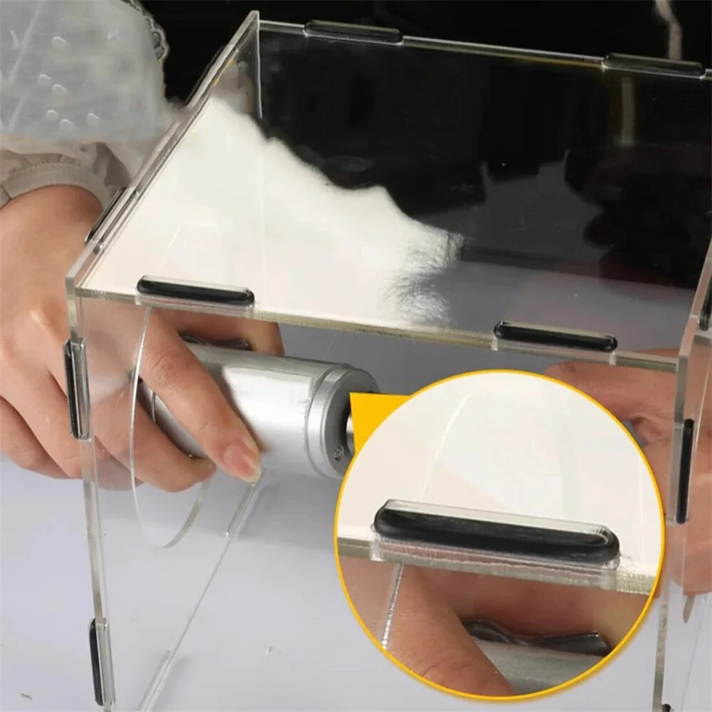 Clear Acrylic Grinding Dust Box 200x200x200mm | Transparent Easy Assembly | Polishing Buffing Engraving Dust Proof - Image 3