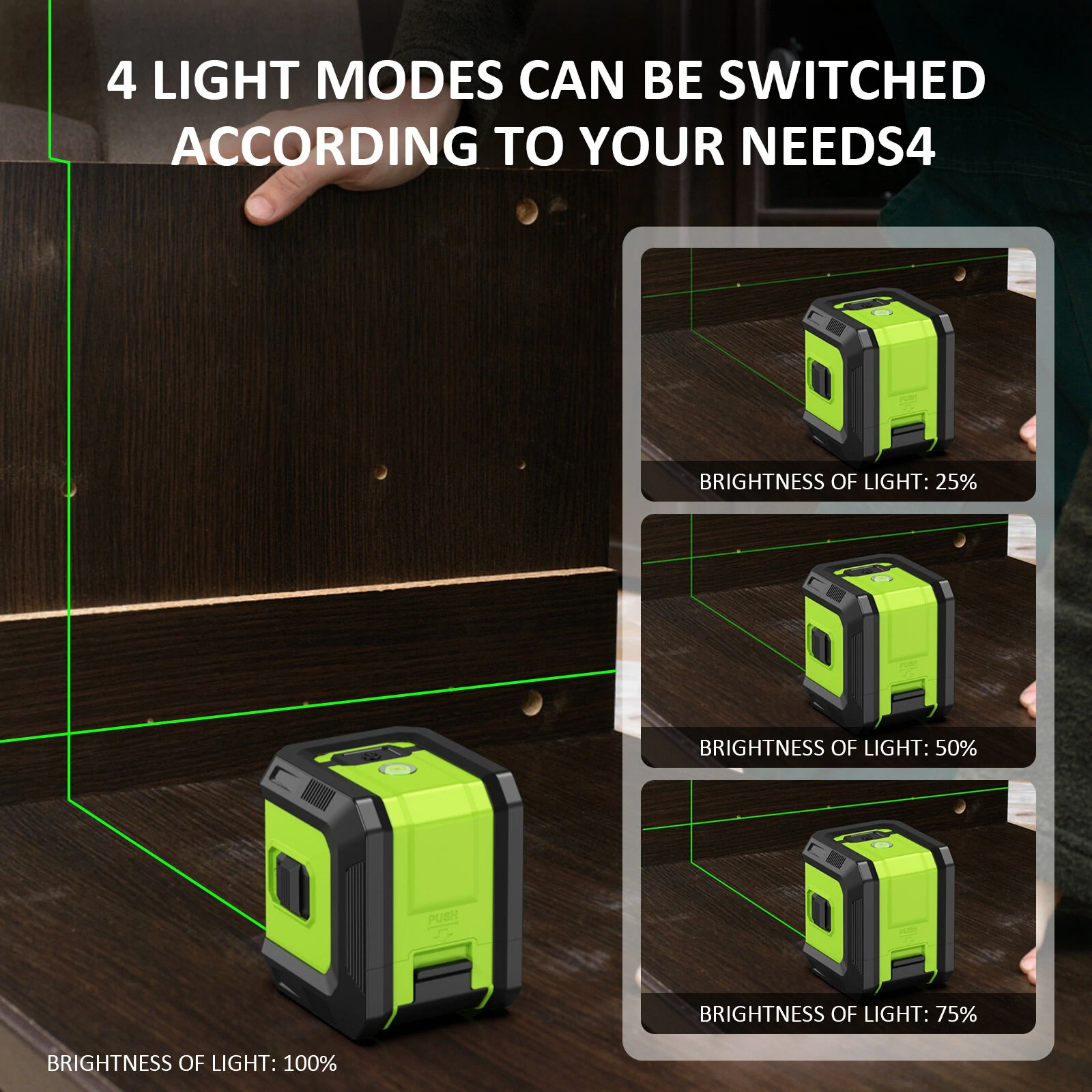 Mini 360-Degree Green Cross Line Laser Level | 2400mAh Battery - USB L-Bracket & Pouch - Image 3