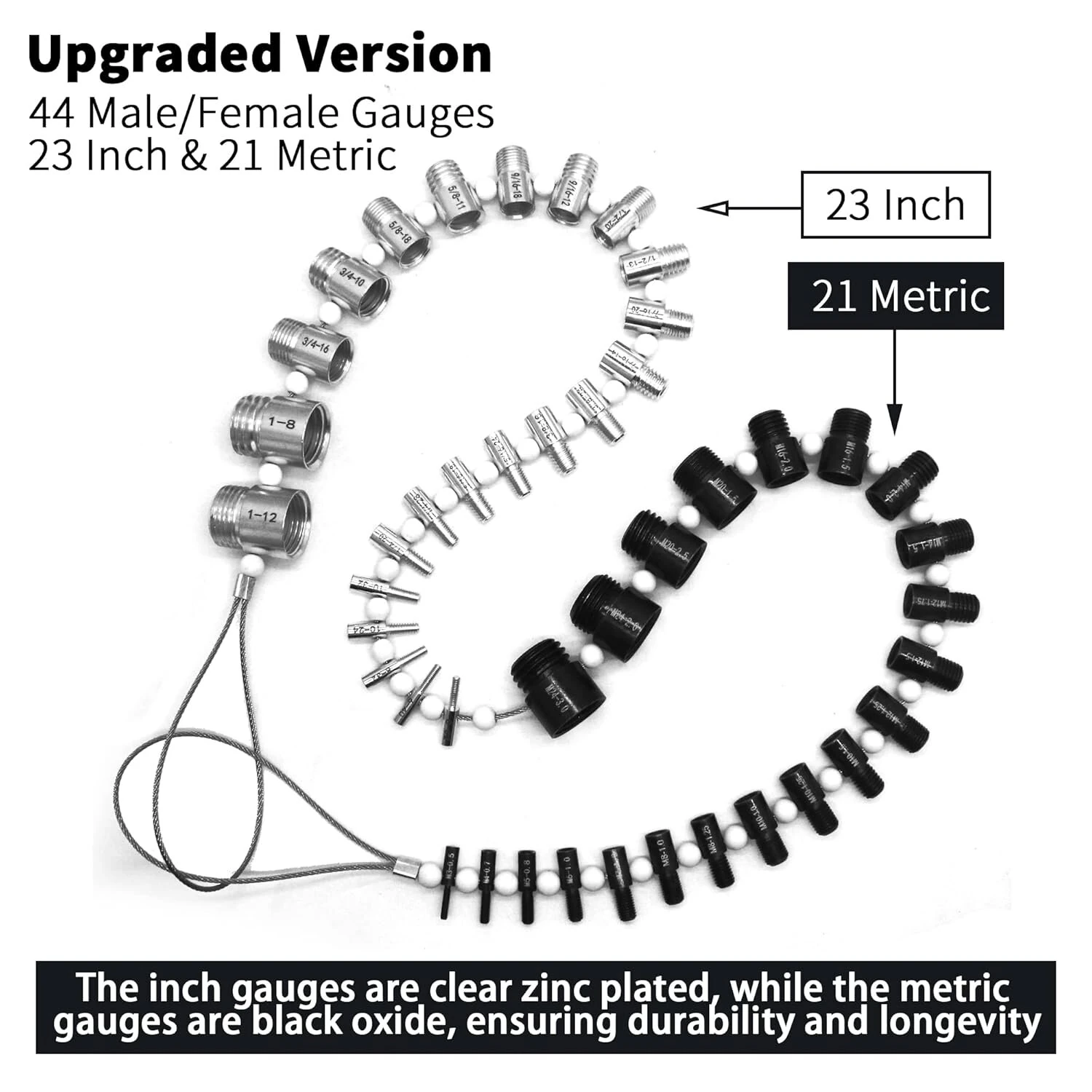 SWTC-44 Thread Checker Set - 44PCS Nut & Bolt Gauges | 23 Inch & 21 Metric Sizes | Stainless Steel - Image 5