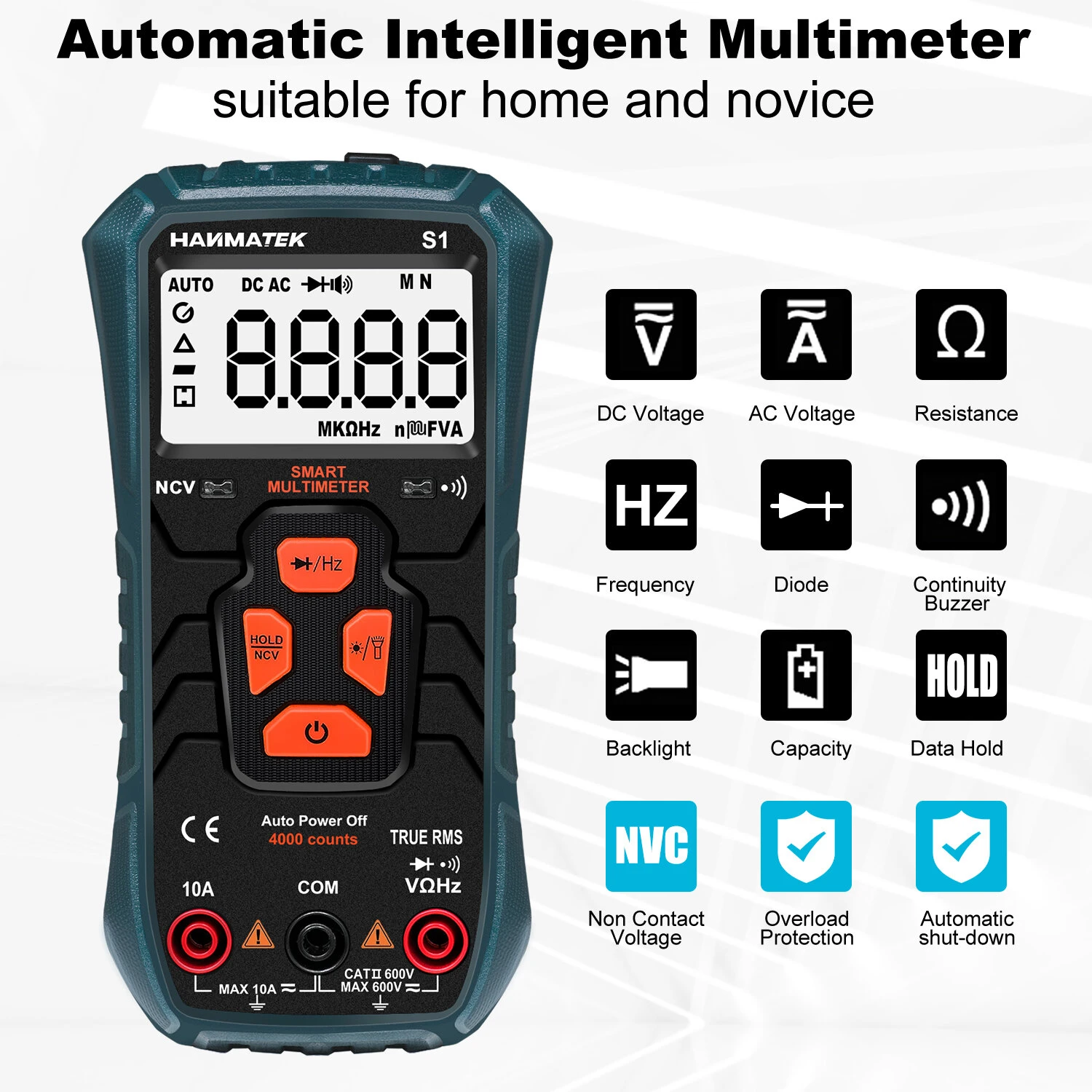 HANMATEK S1 Digital Multimeter | NCV Non-Contact Voltage & Backlit Display - Image 3