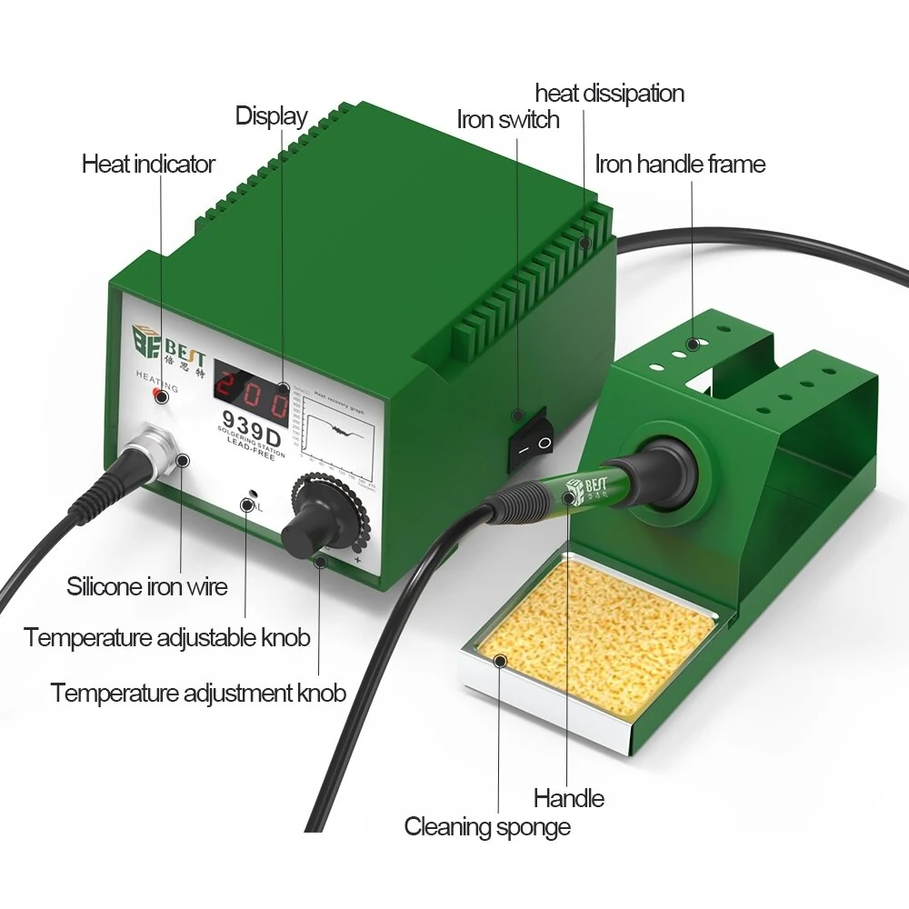 BEST-939D Lead-Free Soldering Station | LCD Digital Display & Constant Temp Control - Image 4