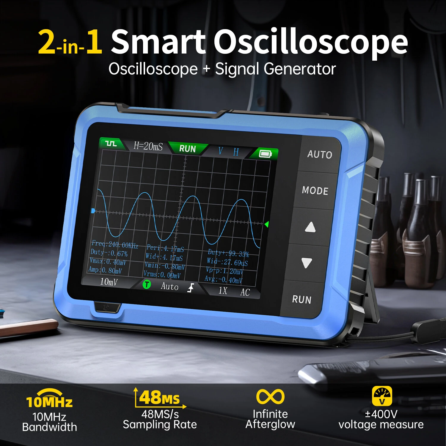 FNIRSI DSO510 Handheld Digital Oscilloscope | 10MHz 48MS/s | 2.8 TFT LCD Portable - Image 3