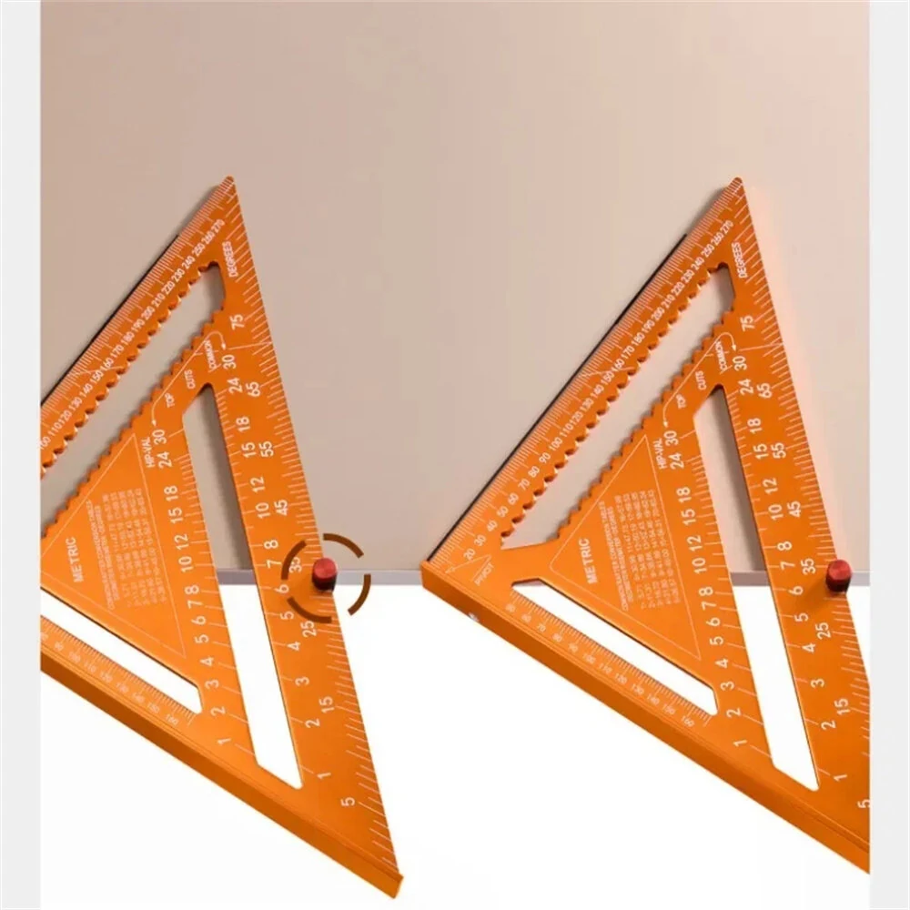 Aluminum Alloy Carpenter Triangle Ruler | Multi-Angle Rafter Square & Circle Tool - Metric Scale - Image 3