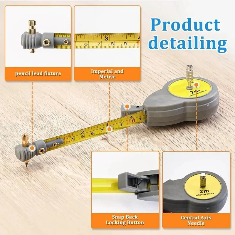 Rotape 2m Tape Measure Compass | 6.56ft Beam Compass with 10 Pencil Leads - Image 3