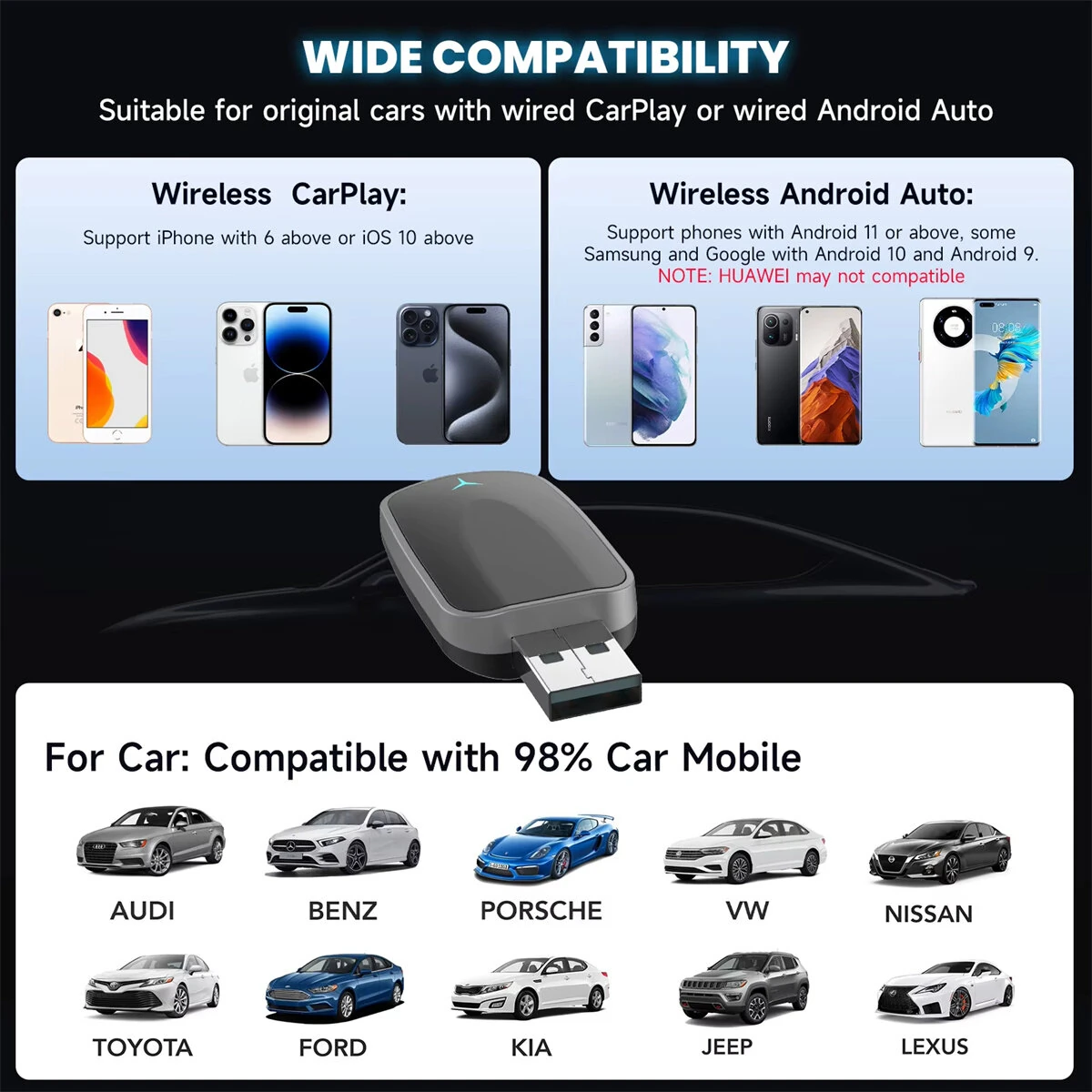 Wireless CarPlay & Android Auto Adapter - 2-in-1 Plug & Play USB Adapter - Image 5