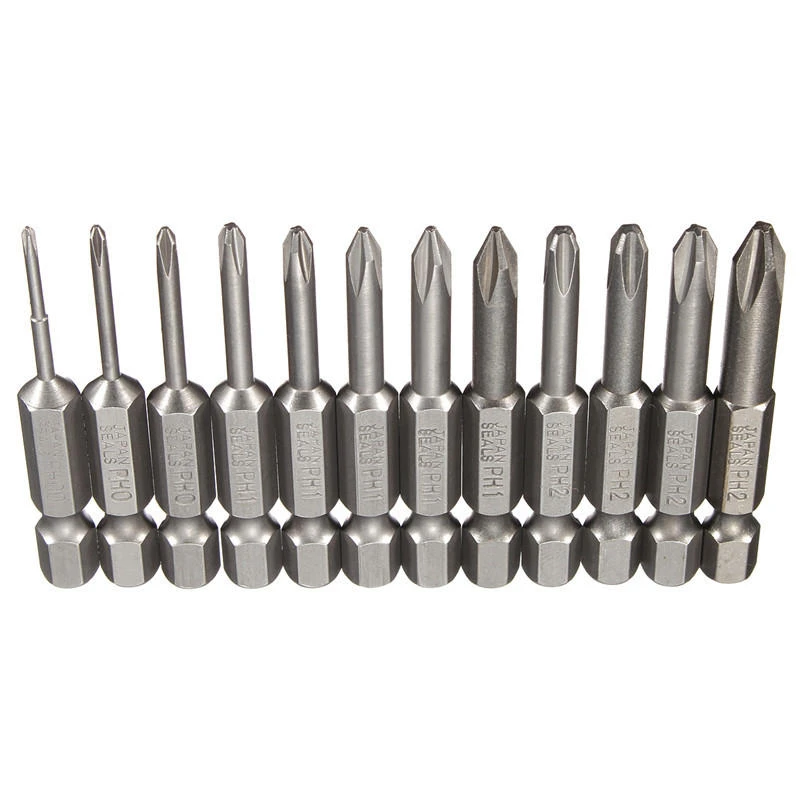 S2 Alloy Steel Magnetic Phillips Screwdriver Bits - 12 Sizes Set for Drill - Image 5