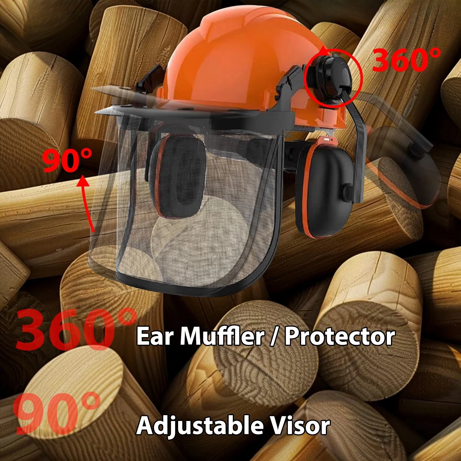 Forestry Safety Helmet System with Ear Muffs & Face Shield | Chainsaw Hard Hat - Image 3