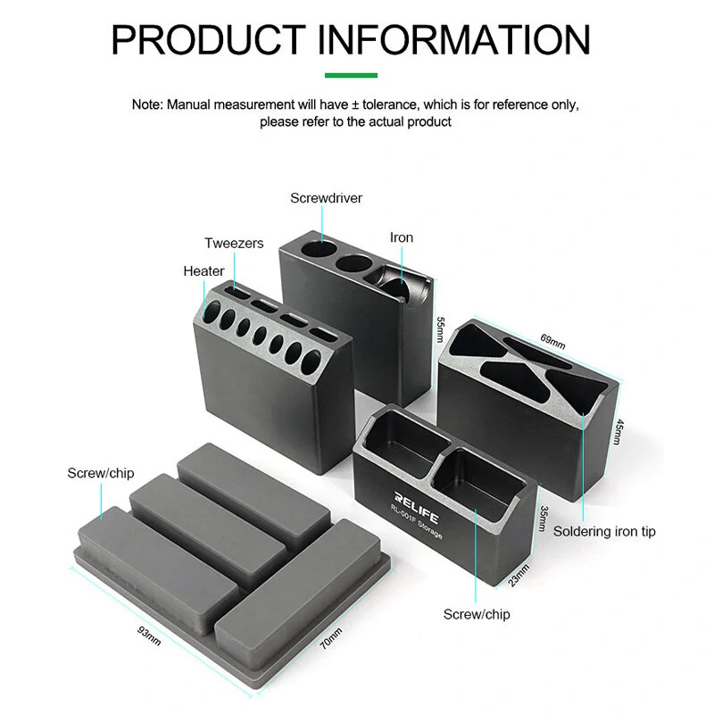 RELIFE RL-001F Aluminum Alloy Tool Organizer | Phone Repair Storage Box for Tweezers & Screwdrivers - Image 3