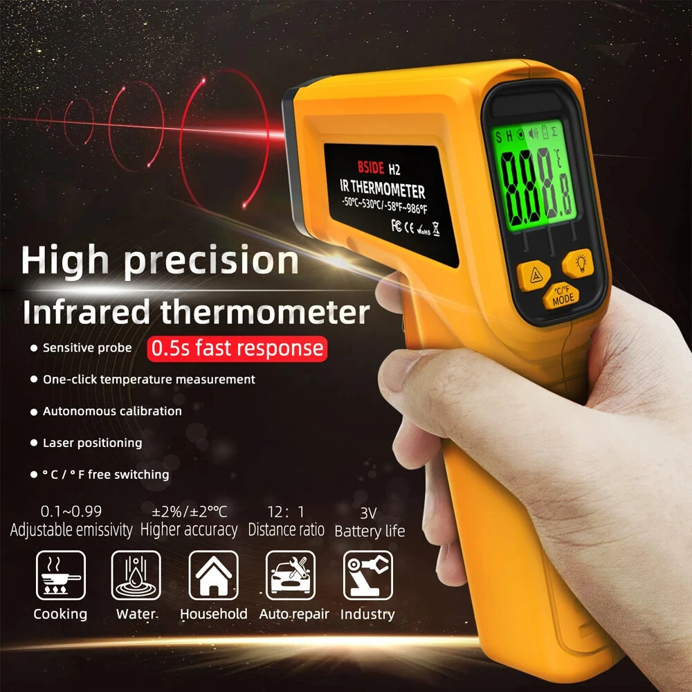 BSIDE H2 Infrared Thermometer -50° to 530°F | Non-Contact Laser | 12:1 Ratio - Image 2