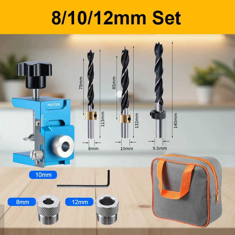 Aluminum Alloy Shelf Hole Locator Clamp - 6mm 8mm 10mm 12mm Drill Sleeve | Precision Laser Scale for Woodworking & Cabinet Assembly - Image 4