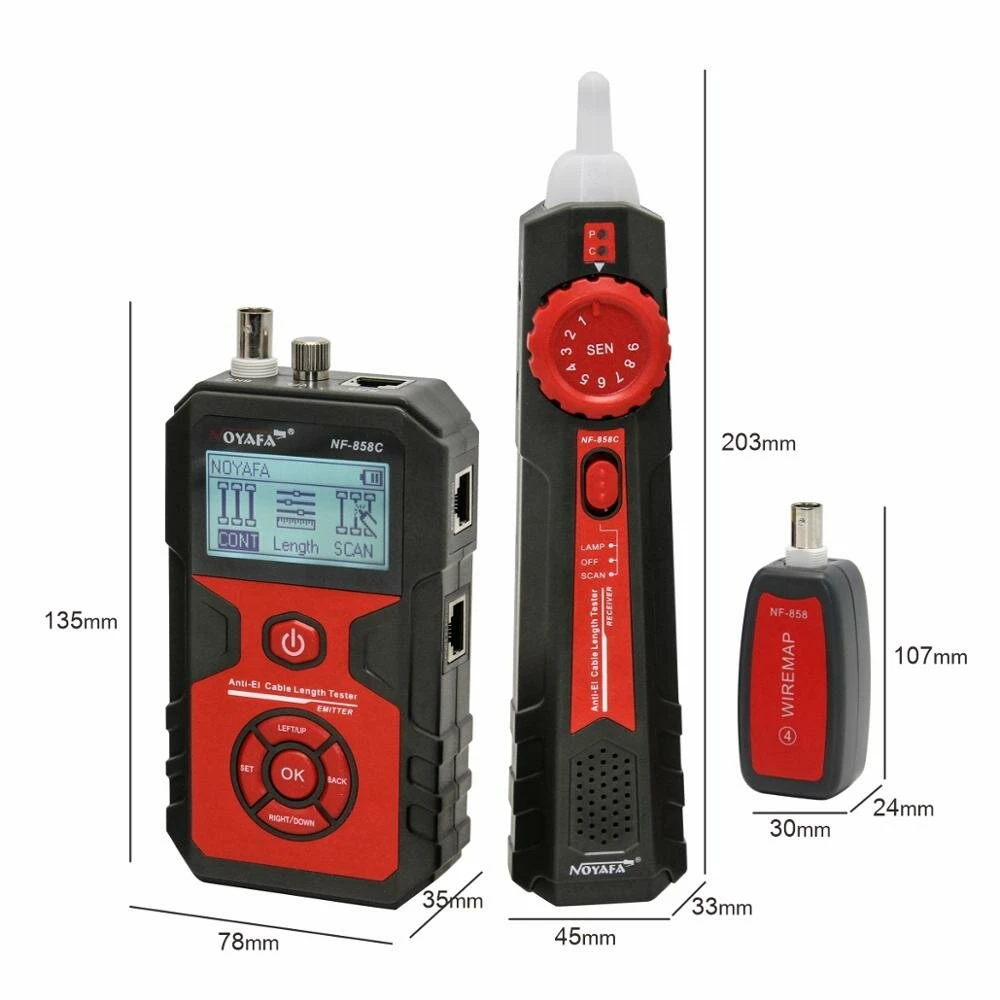 NOYAFA NF-858C Cable Tester | Wire Tracker & Length Finder | Portable Network Cable Locator - Image 2
