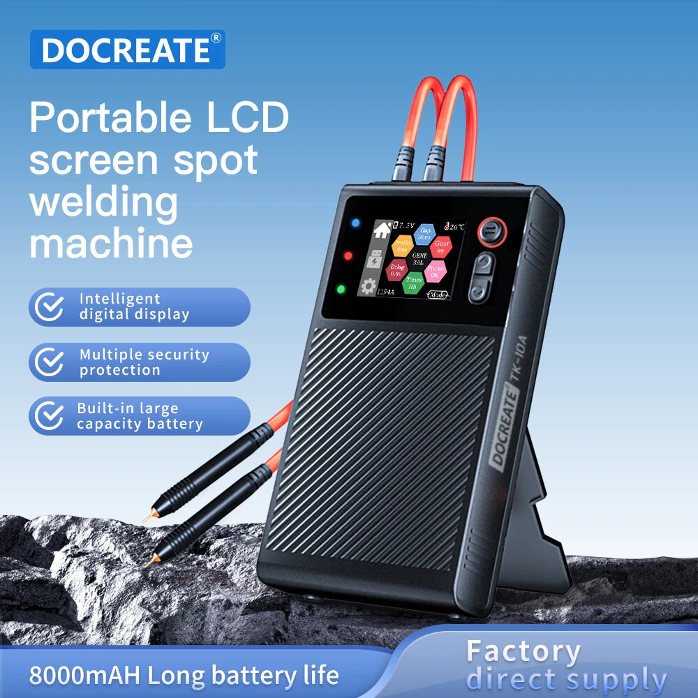 DOCREATE TK-10A Portable LCD Spot Welder - 1200A 8000mAh | Double Pulse - Image 2