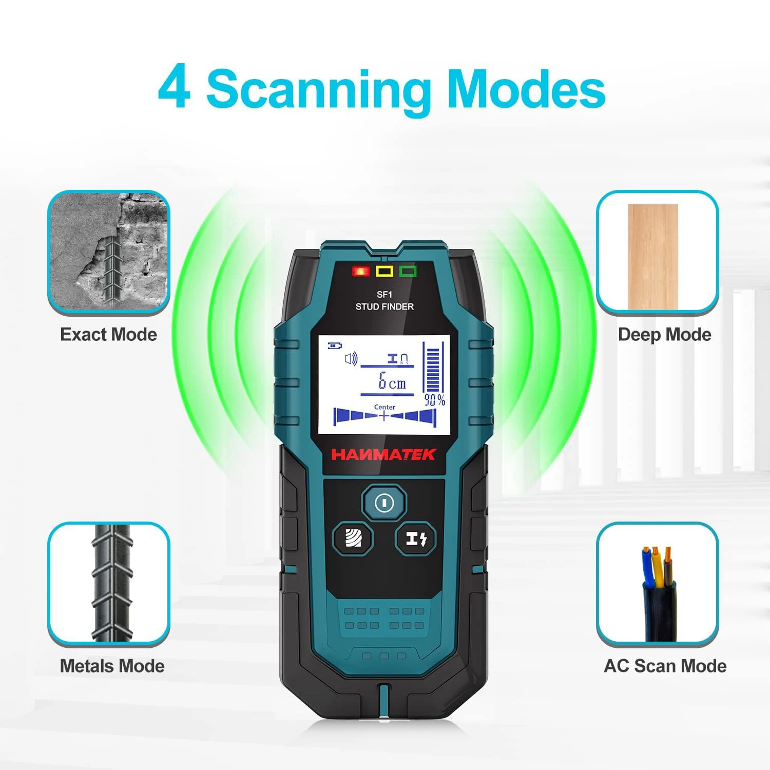HANMATEK SF1 Stud Finder Wall Scanner - 5 in 1 Detector for Metal Wood & Wires - Image 2