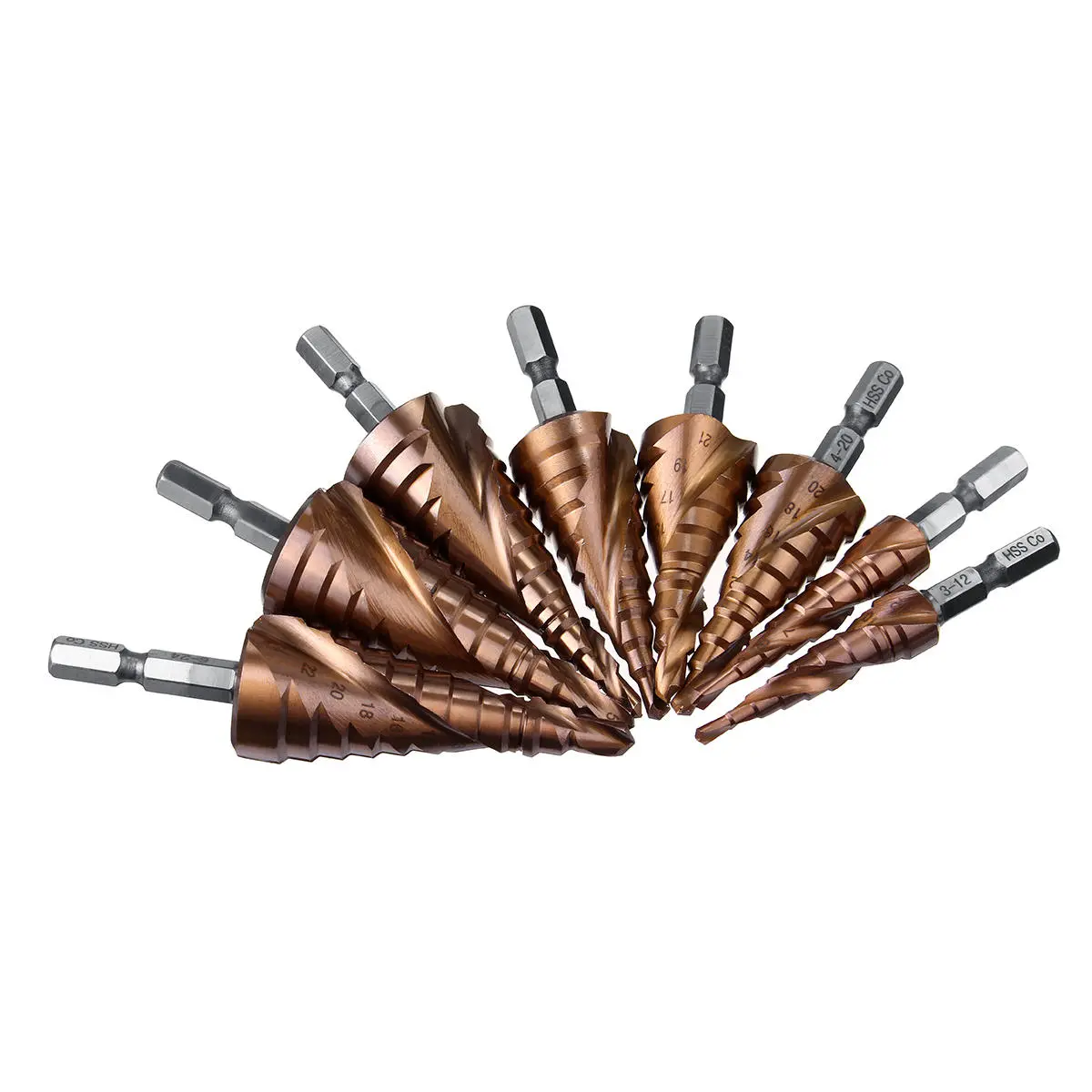 M35 Cobalt Step Drill Bit - 1/4 Inch Hex Shank | HSS-Co Spiral Groove - Image 2