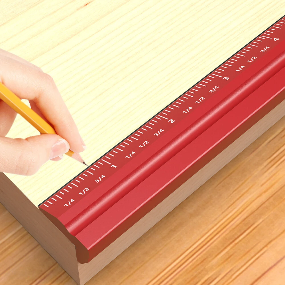 ENJOYWOOD V Shape Ruler Set - 4PCS 7/9/12/22 Inch | Double-Sided Imperial Scale - Image 3