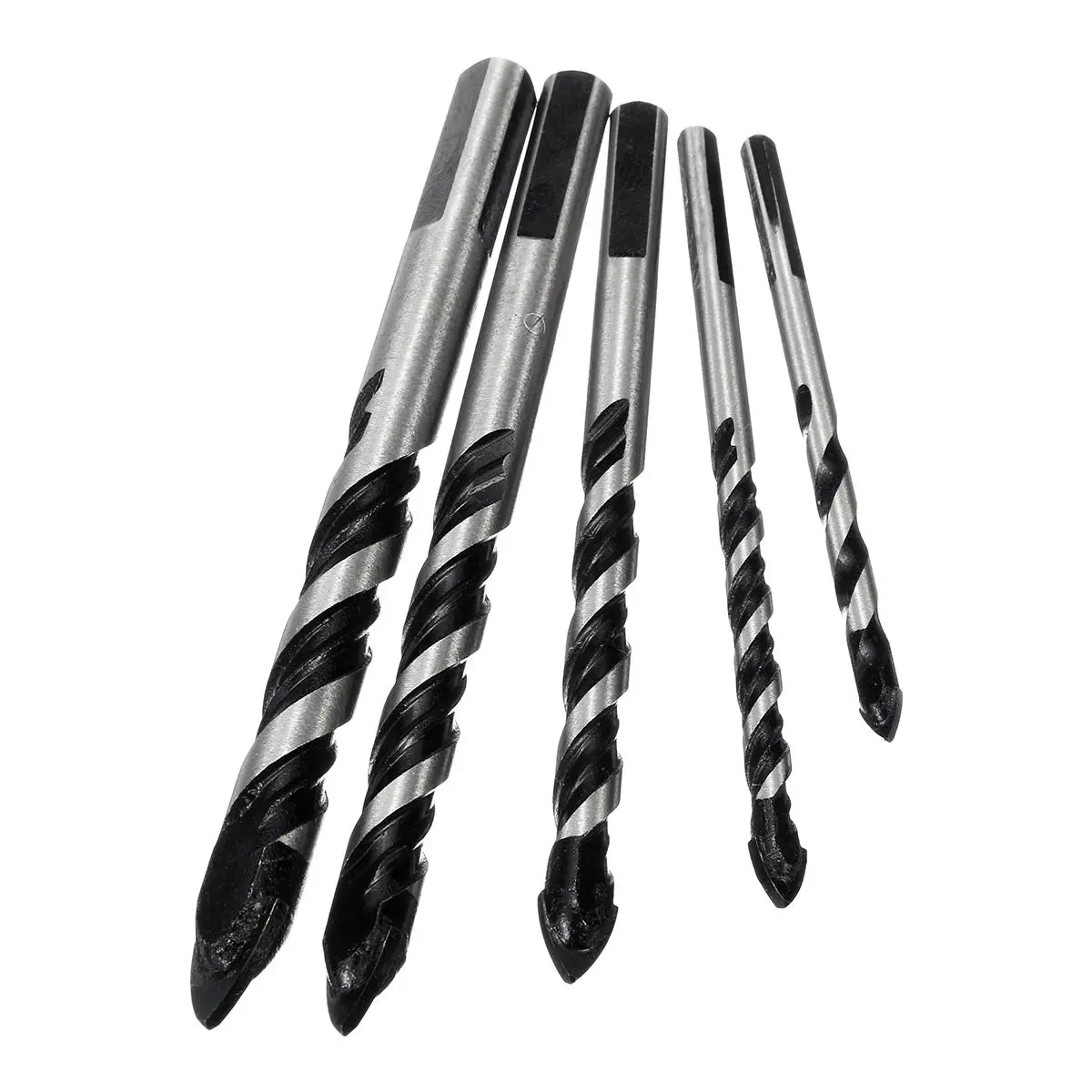 5pcs Black Triangle Drill Bit Set | 5-12mm for Concrete, Tile & Glass - Image 2