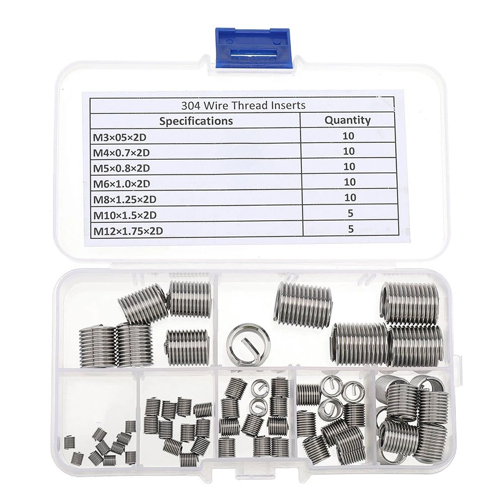 60PCS M3-M12 Thread Insert Set | Stainless Steel Screw Repair Kit | Wire Sleeve Set - Image 2