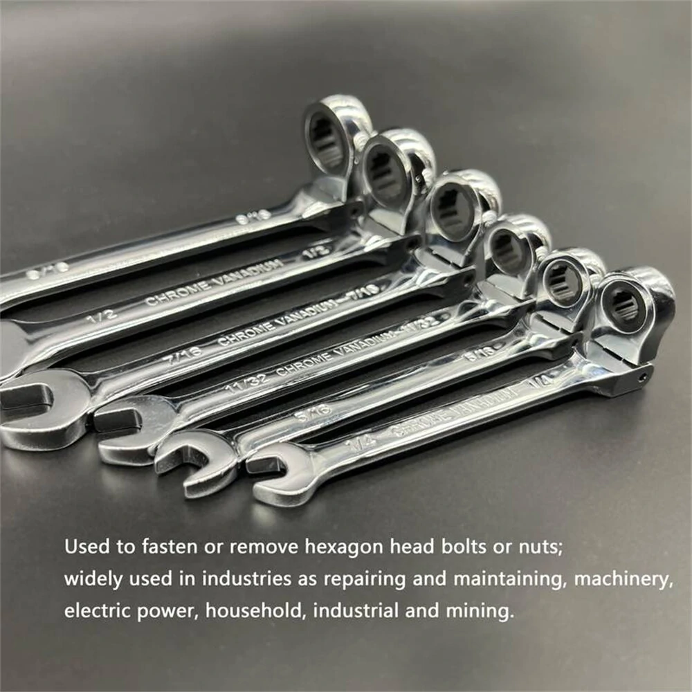 Auto-Fast 8-19mm Ratcheting Wrench Set | Open-End & Flare Nut Spanner | 180-Degree Movable Head - Image 3
