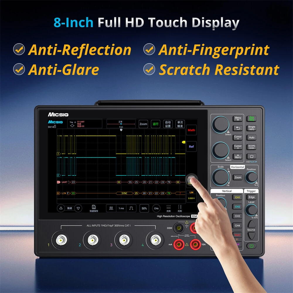 Micsig MHO14 Tablet Oscilloscope | 4 Channel 200MHz 1GSa/s | 12-bit Portable Touchscreen - Image 4