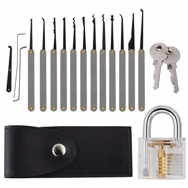 Daniu 12pcs Lock Pick Set + 10 Key Extractors + Transparent Practice Padlock - Image 2