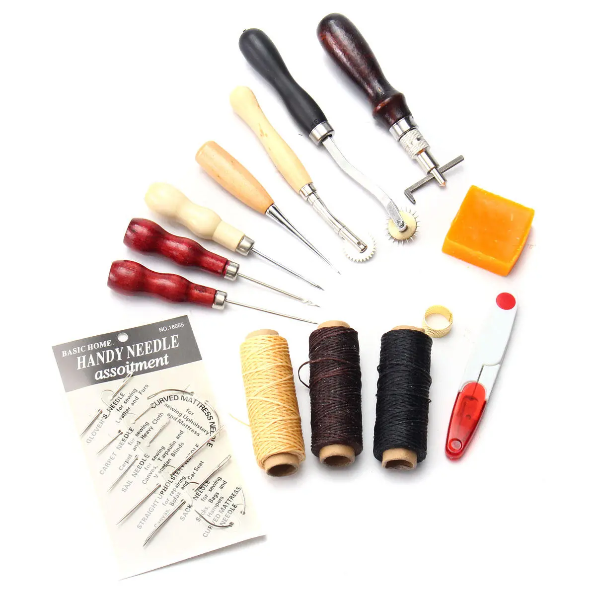 13Pcs Leather Craft Tool Set - Hand Stitching & Stamping Sewing Tools - Image 4