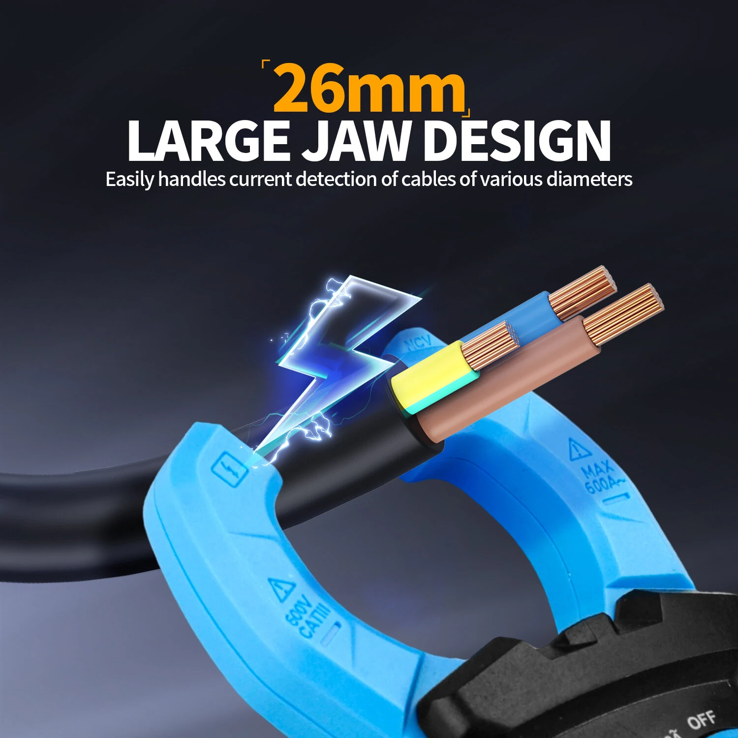 FNIRSI MC-40 600A True RMS Clamp Meter - Auto Ranging Multimeter with NCV & Backlight - Image 3