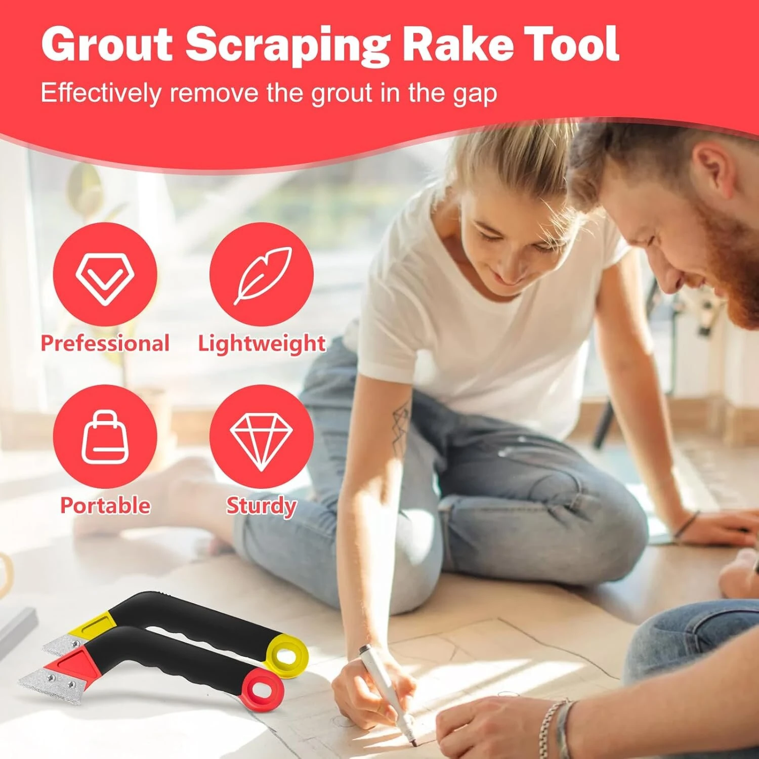 Grout Removal Tool Kit - 11-Piece Alloy Steel with Diamond Blades & Ergonomic Handle - Image 2