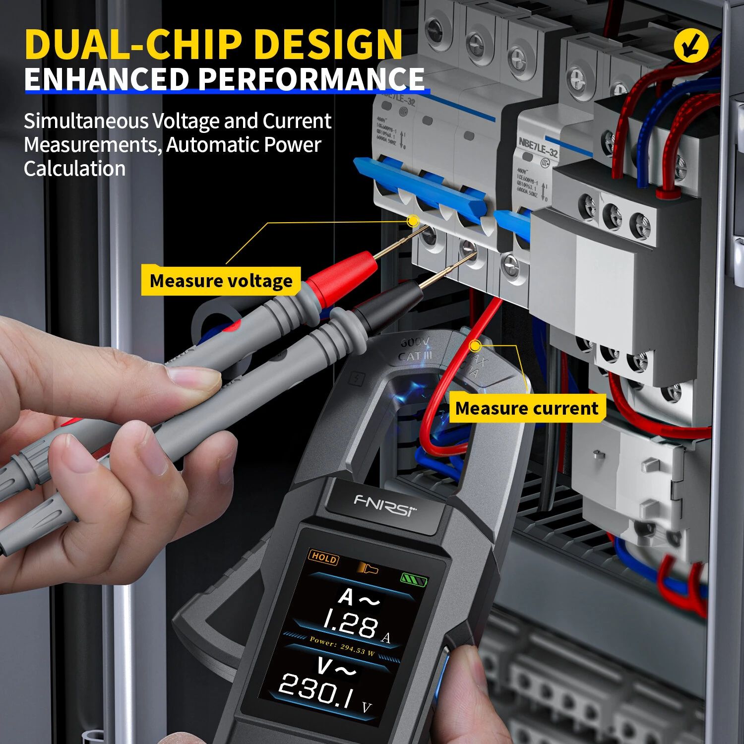 FNIRSI DMC-100 Digital Clamp Meter | 600A AC/DC Current | 10000 Counts Multimeter - Image 5