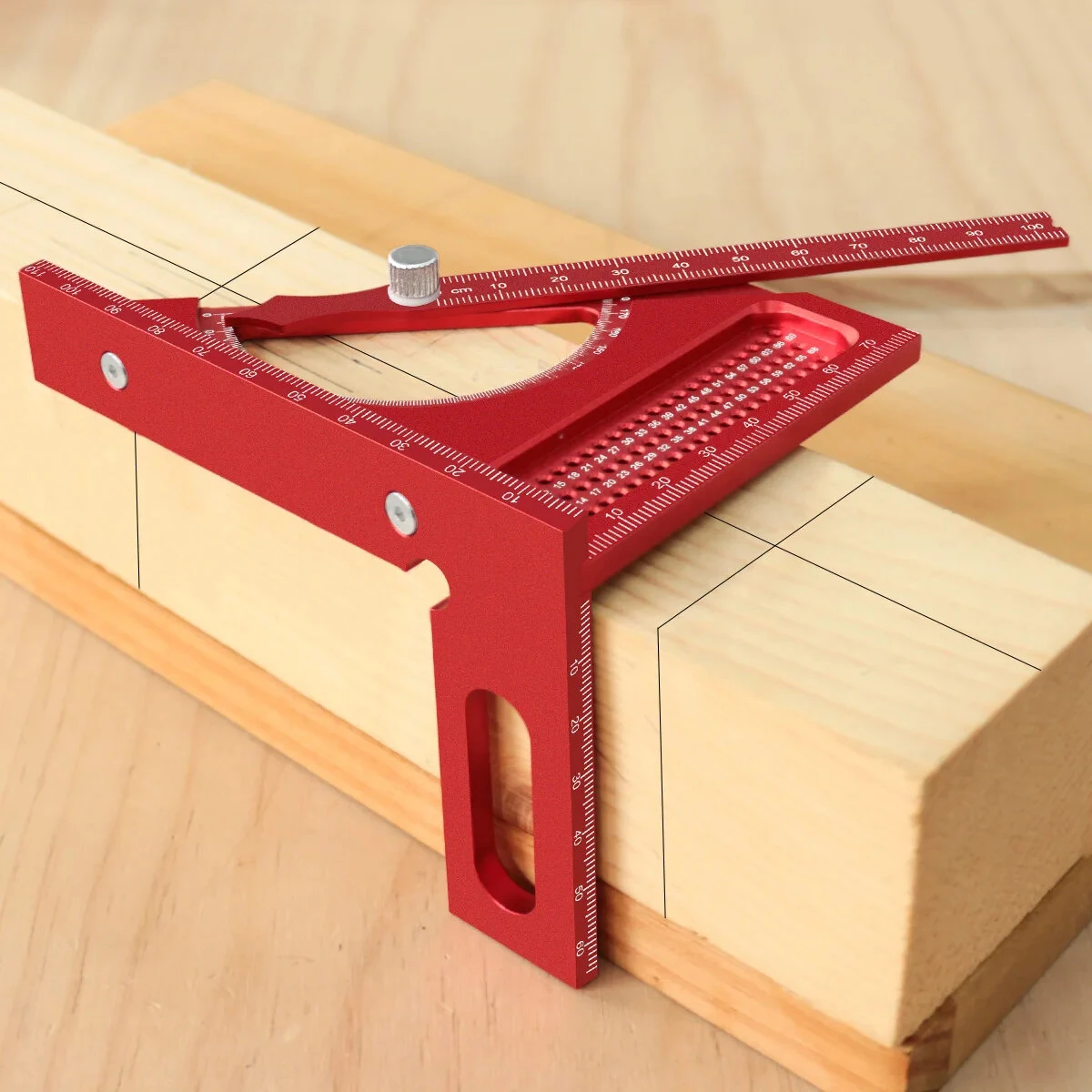 JIGHOLE 180 Degree Adjustable 3D Triangle Ruler Protractor | Aluminum Alloy Carpentry Square - Image 3