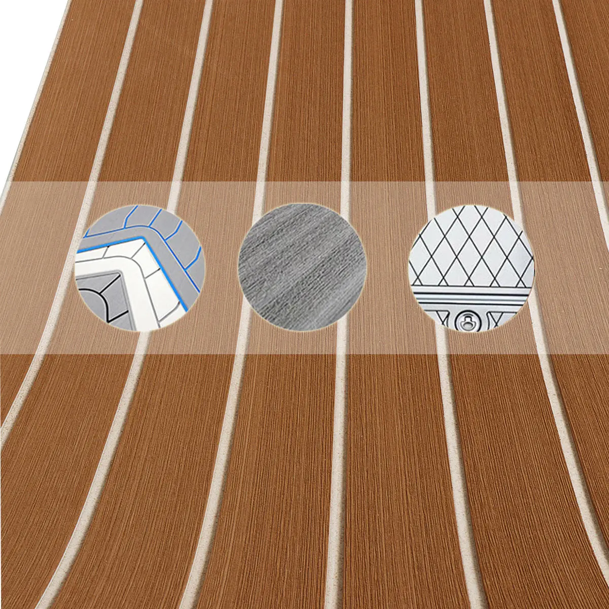 Brown EVA Foam Boat Flooring Mat - 94x18 Inch Faux Teak Decking - 2400x450x6mm Yacht Sheet - Image 3